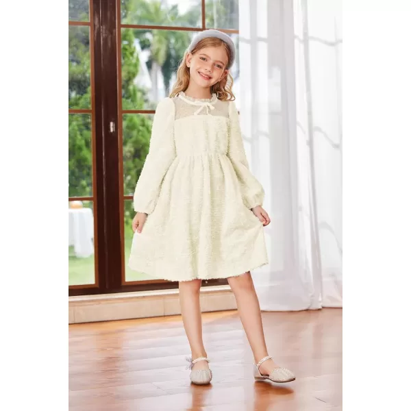 GRACE KARIN Girls Long Sleeve Dress Mesh ALine Casual Crewneck Dresses 512YApricot