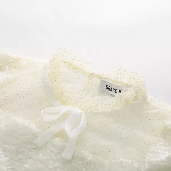 GRACE KARIN Girls Long Sleeve Dress Mesh ALine Casual Crewneck Dresses 512YApricot