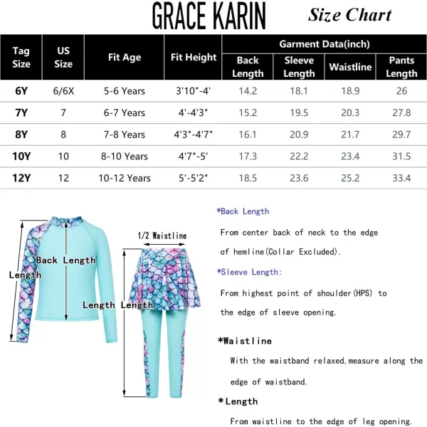 GRACE KARIN Girls Long Sleeve Swimsuit Two Piece Rashguard Floral Swimwear 614YColorful Leaves