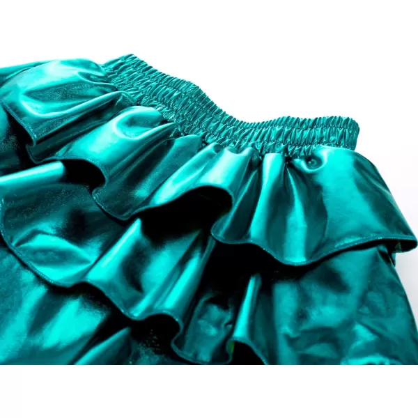 GRACE KARIN Girls Metallic Skirt 3Layer Ruffle Skirt for Girls 514YMetallic Blue