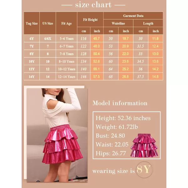 GRACE KARIN Girls Metallic Skirt 3Layer Ruffle Skirt for Girls 514YMetallic Gradient Color