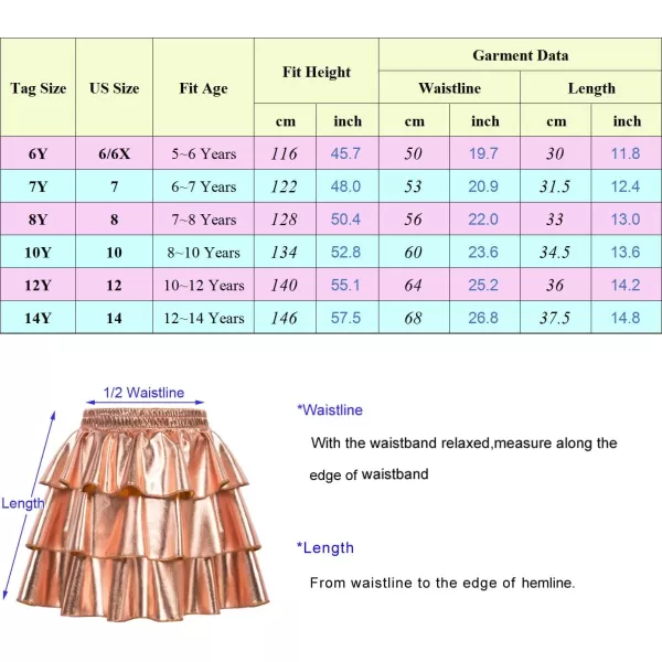 GRACE KARIN Girls Metallic Skirt 3Layer Ruffle Skirt for Girls 514YPurple