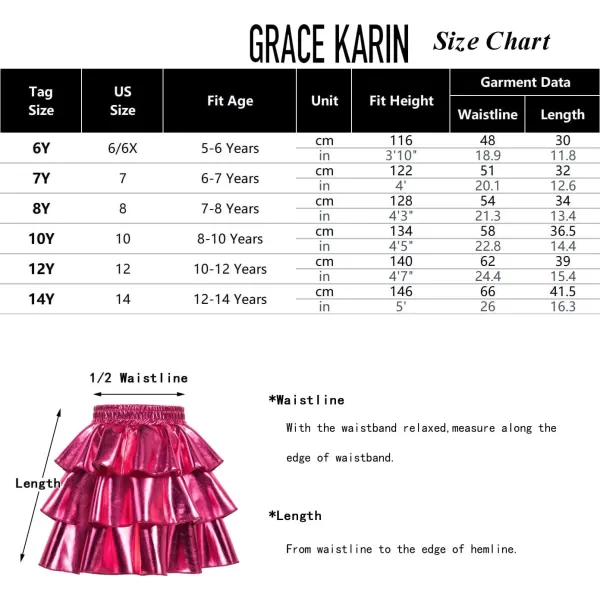 GRACE KARIN Girls Metallic Skirt 3Layer Ruffle Skirt for Girls 514YSymphony Purple