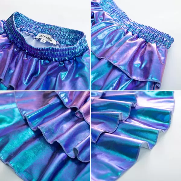 GRACE KARIN Girls Metallic Skirt 3Layer Ruffle Skirt for Girls 514YSymphony Purple