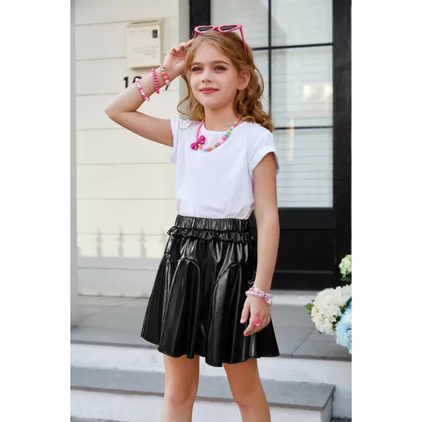 GRACE KARIN Girls Metallic Skirts Fashion Party Ruffle Skirt for Girls Size 512Black