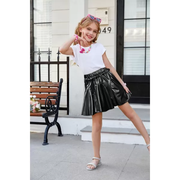 GRACE KARIN Girls Metallic Skirts Fashion Party Ruffle Skirt for Girls Size 512Black