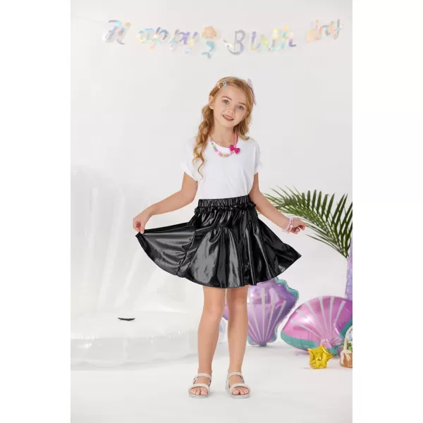 GRACE KARIN Girls Metallic Skirts Fashion Party Ruffle Skirt for Girls Size 512Black