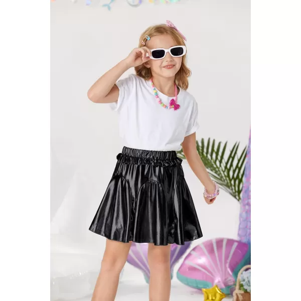 GRACE KARIN Girls Metallic Skirts Fashion Party Ruffle Skirt for Girls Size 512Black