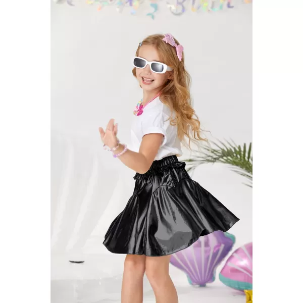 GRACE KARIN Girls Metallic Skirts Fashion Party Ruffle Skirt for Girls Size 512Black