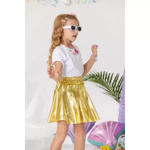 GRACE KARIN Girls Metallic Skirts Fashion Party Ruffle Skirt for Girls Size 512Gold