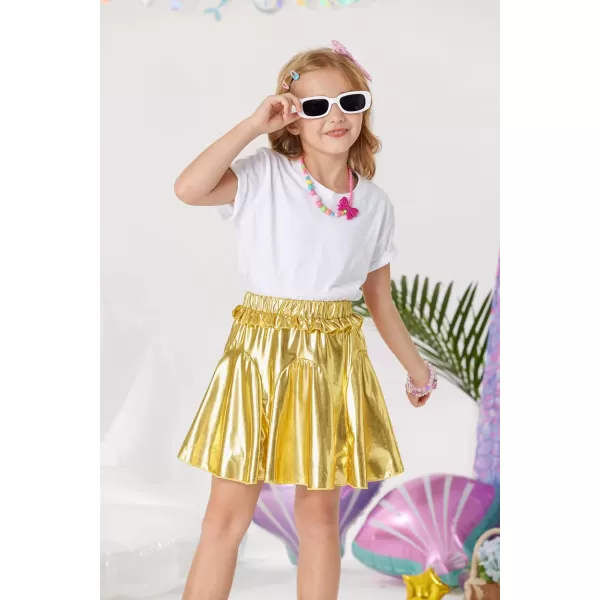 GRACE KARIN Girls Metallic Skirts Fashion Party Ruffle Skirt for Girls Size 512Gold