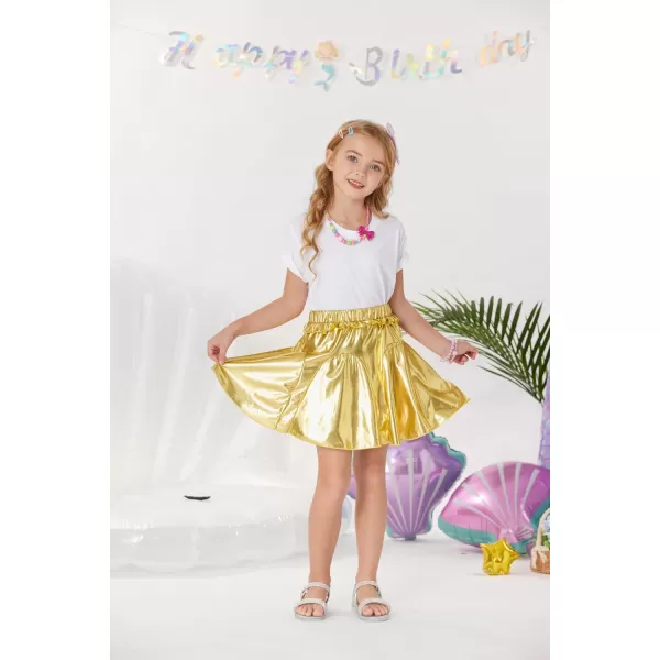 GRACE KARIN Girls Metallic Skirts Fashion Party Ruffle Skirt for Girls Size 512Gold