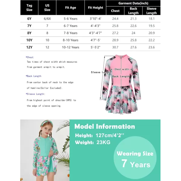 GRACE KARIN Girls One Piece Swimsuit Girls Long Sleeve Rash Guard Bathing Suit for 512YBlue Mermaid