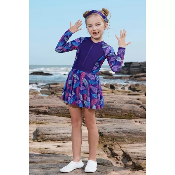 GRACE KARIN Girls One Piece Swimsuit Girls Long Sleeve Rash Guard Bathing Suit for 512YFeather