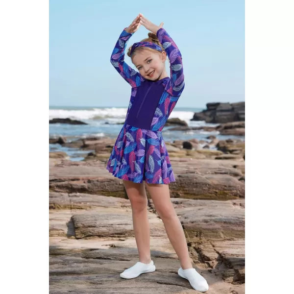 GRACE KARIN Girls One Piece Swimsuit Girls Long Sleeve Rash Guard Bathing Suit for 512YFeather