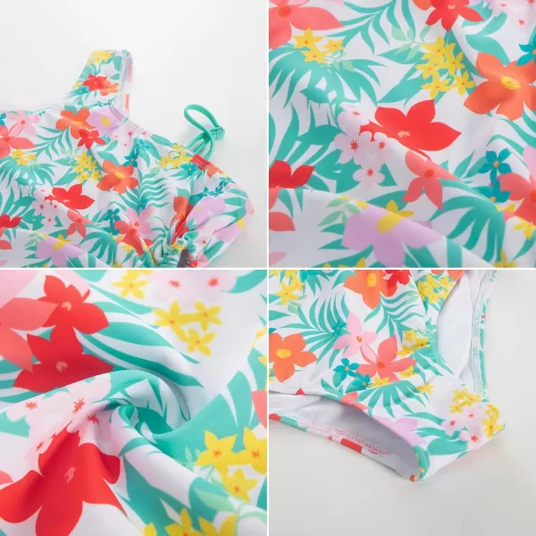 GRACE KARIN Girls One Piece Swimsuit One Shoulder Sleeveless Swimwear Cut Out Bathing Suit 614YFlower