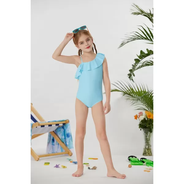 GRACE KARIN Girls One Piece Swimsuits with Mesh Skirt Bathing Suit Swimwear 612YBlue