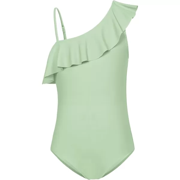 GRACE KARIN Girls One Piece Swimsuits with Mesh Skirt Bathing Suit Swimwear 612YGreen