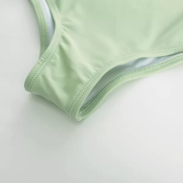 GRACE KARIN Girls One Piece Swimsuits with Mesh Skirt Bathing Suit Swimwear 612YGreen