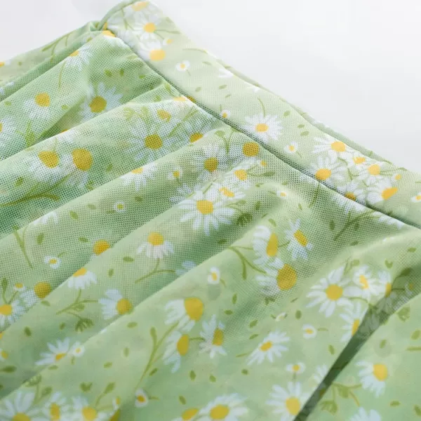 GRACE KARIN Girls One Piece Swimsuits with Mesh Skirt Bathing Suit Swimwear 612YGreen