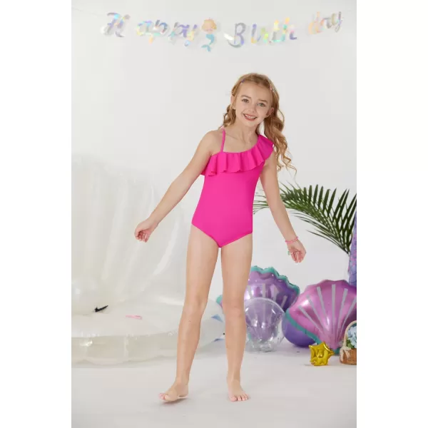 GRACE KARIN Girls One Piece Swimsuits with Mesh Skirt Bathing Suit Swimwear 612YHot Pink