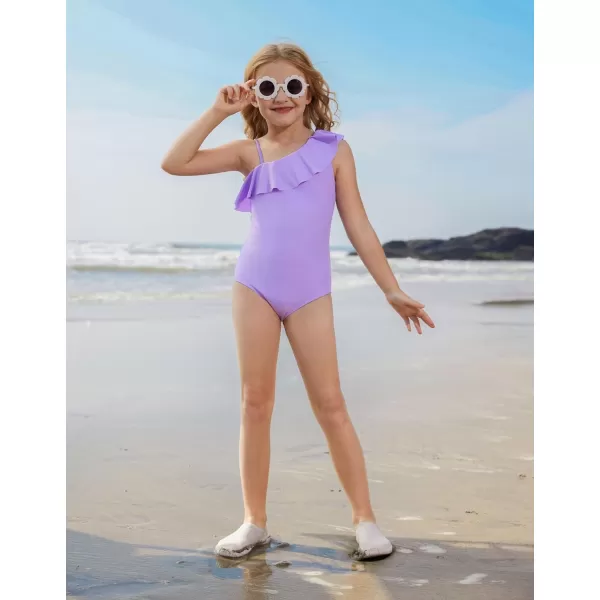 GRACE KARIN Girls One Piece Swimsuits with Mesh Skirt Bathing Suit Swimwear 612YPurple