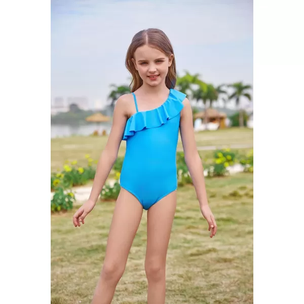 GRACE KARIN Girls One Piece Swimsuits with Mesh Skirt Bathing Suit Swimwear 612YSky Blue