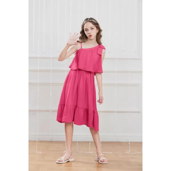 GRACE KARIN Girls One Shoulder Dress Ruffle Spring Summer Kids Fancy Dress Size 512Hot Pink