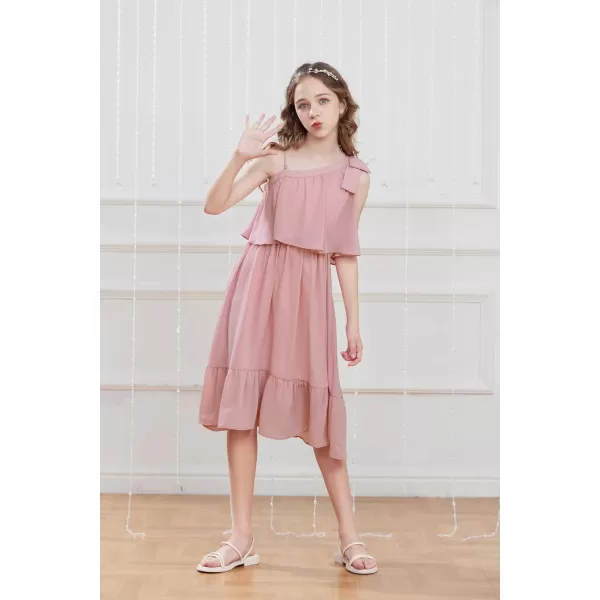 GRACE KARIN Girls One Shoulder Dress Ruffle Spring Summer Kids Fancy Dress Size 512Light Pink