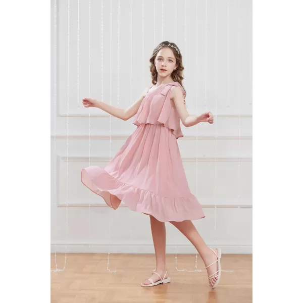 GRACE KARIN Girls One Shoulder Dress Ruffle Spring Summer Kids Fancy Dress Size 512Light Pink