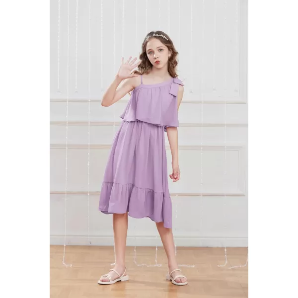 GRACE KARIN Girls One Shoulder Dress Ruffle Spring Summer Kids Fancy Dress Size 512Purple