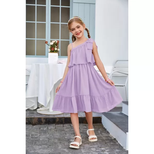 GRACE KARIN Girls One Shoulder Dress Ruffle Spring Summer Kids Fancy Dress Size 512Purple