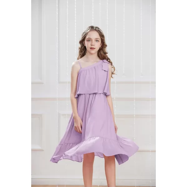 GRACE KARIN Girls One Shoulder Dress Ruffle Spring Summer Kids Fancy Dress Size 512Purple