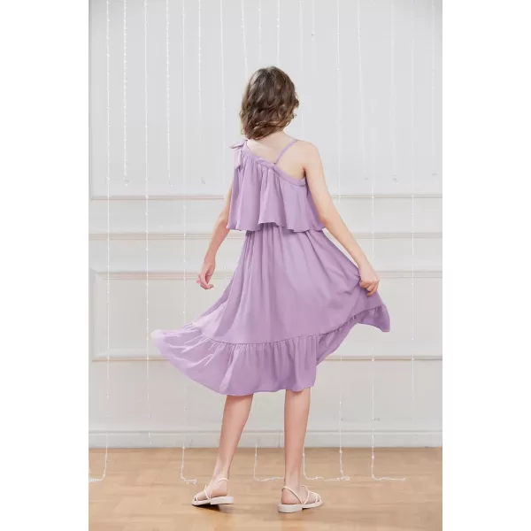 GRACE KARIN Girls One Shoulder Dress Ruffle Spring Summer Kids Fancy Dress Size 512Purple