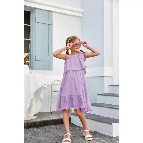 GRACE KARIN Girls One Shoulder Dress Ruffle Spring Summer Kids Fancy Dress Size 512Purple