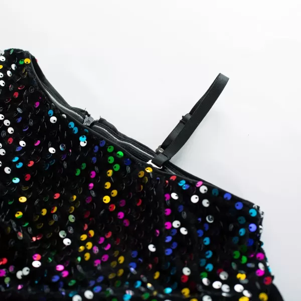 GRACE KARIN Girls One Shoulder Sequin Dress High Low Party Dress for 512YBlack