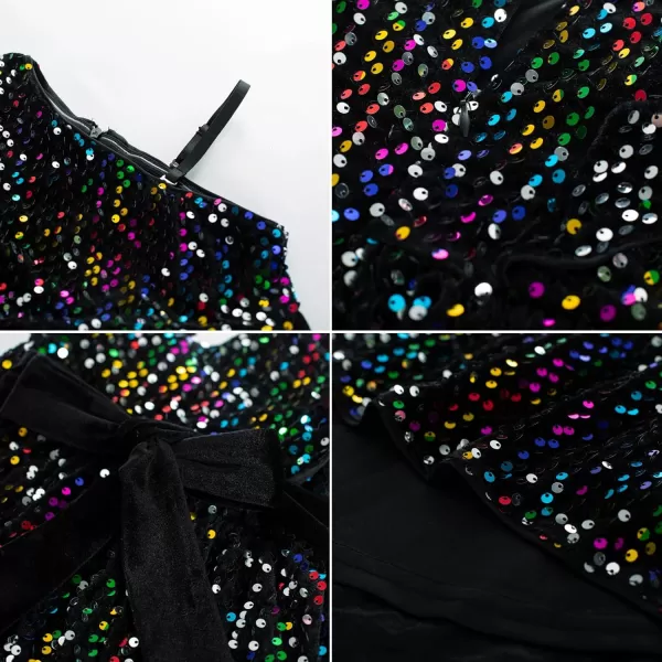 GRACE KARIN Girls One Shoulder Sequin Dress High Low Party Dress for 512YBlack