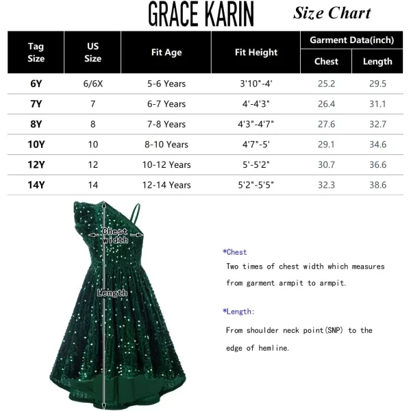 GRACE KARIN Girls One Shoulder Sequin Dress High Low Party Dress for 512YMulticoloured