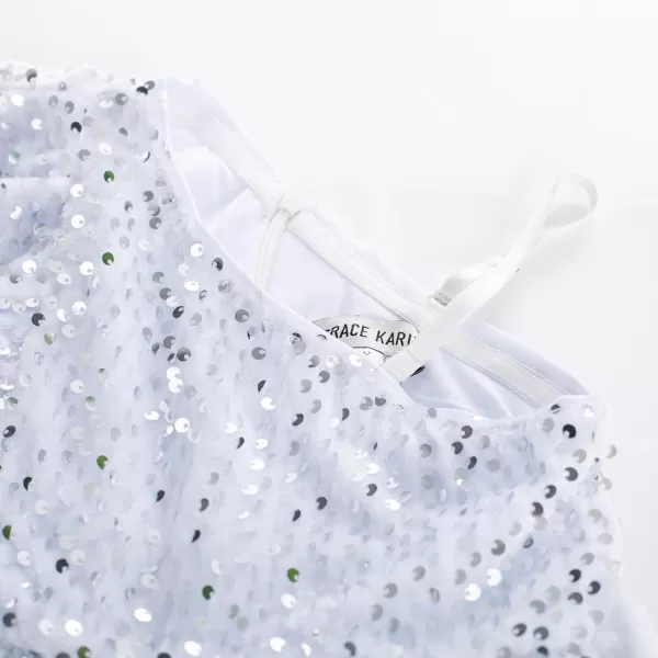 GRACE KARIN Girls One Shoulder Sequin Dress High Low Party Dress for 512YWhite