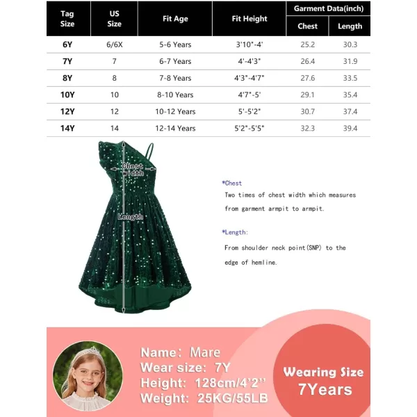 GRACE KARIN Girls One Shoulder Sequin Dress High Low Party Dress for 512YWhite