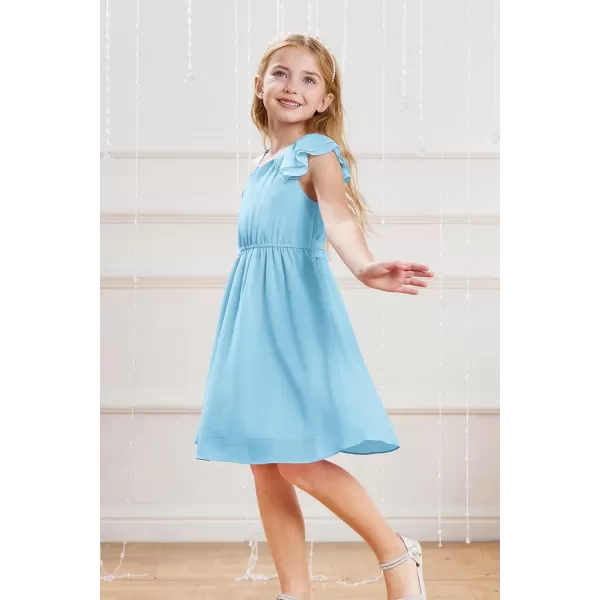 GRACE KARIN Girls One Shoulder Spring Dresses Cute Chiffon Flower Girl Dress 512YBlue