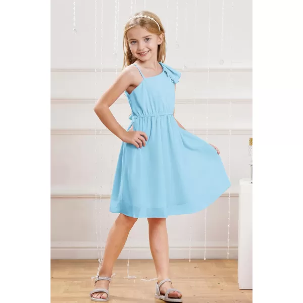 GRACE KARIN Girls One Shoulder Spring Dresses Cute Chiffon Flower Girl Dress 512YBlue