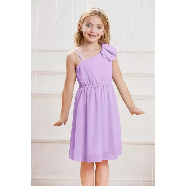 GRACE KARIN Girls One Shoulder Spring Dresses Cute Chiffon Flower Girl Dress 512YPurple