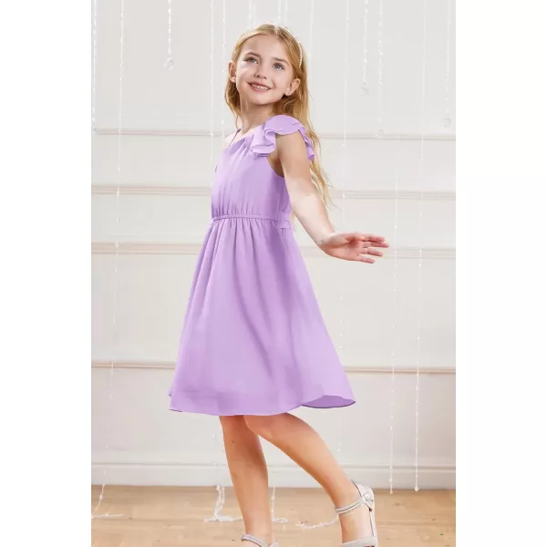 GRACE KARIN Girls One Shoulder Spring Dresses Cute Chiffon Flower Girl Dress 512YPurple