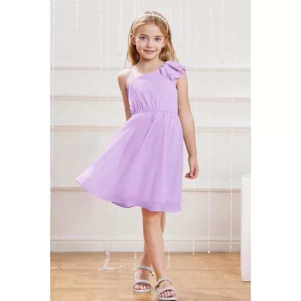 GRACE KARIN Girls One Shoulder Spring Dresses Cute Chiffon Flower Girl Dress 512YPurple