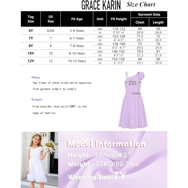 GRACE KARIN Girls One Shoulder Spring Dresses Cute Chiffon Flower Girl Dress 512YWhite