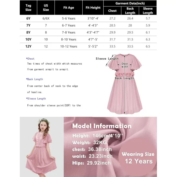 GRACE KARIN Girls Party Dress Crew Neck Chiffon Aline Short Sleeves Formal Dress for 512YGray Blue