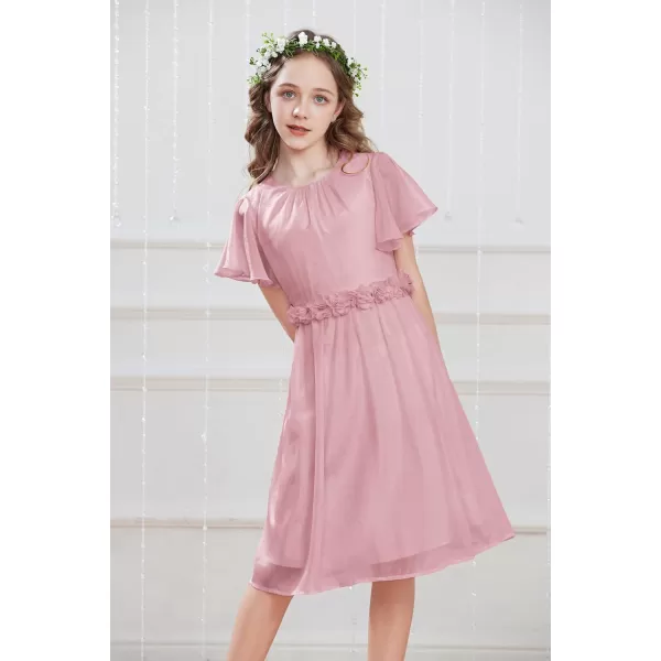 GRACE KARIN Girls Party Dress Crew Neck Chiffon Aline Short Sleeves Formal Dress for 512YPink Purple