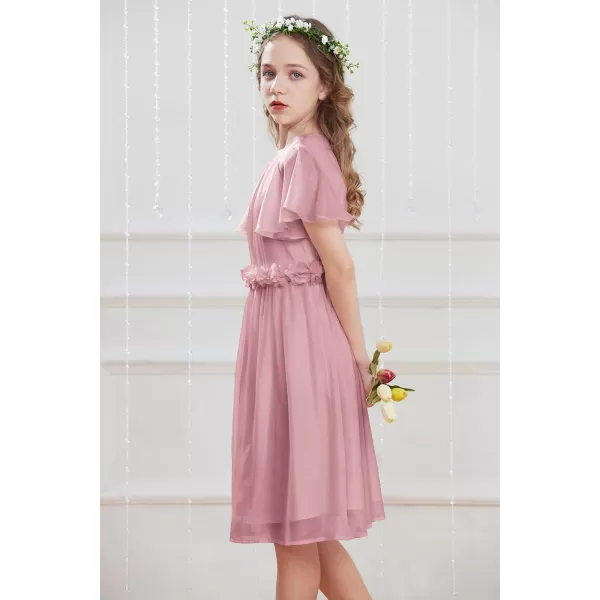 GRACE KARIN Girls Party Dress Crew Neck Chiffon Aline Short Sleeves Formal Dress for 512YPink Purple