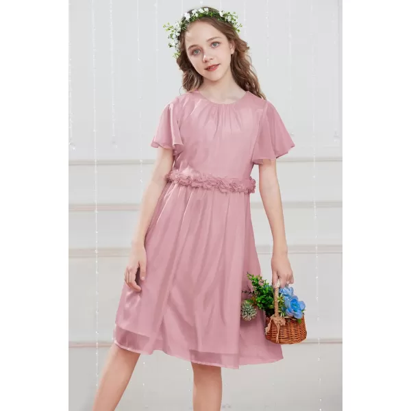 GRACE KARIN Girls Party Dress Crew Neck Chiffon Aline Short Sleeves Formal Dress for 512YPink Purple